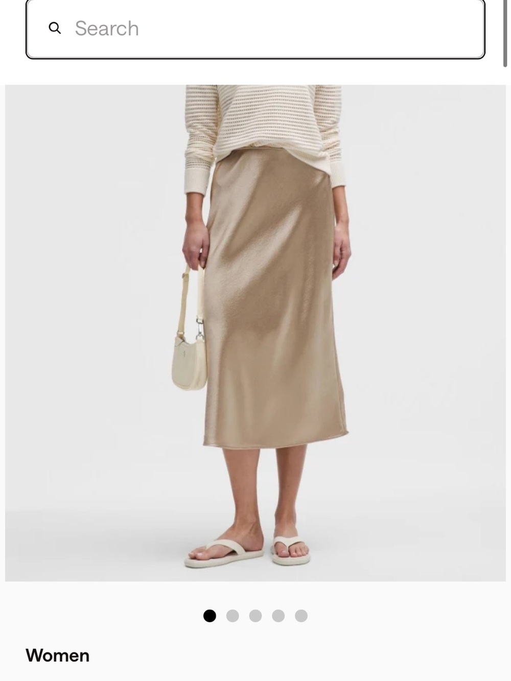 lululemon athletica Satin Midi Slip Skirt in Light Taupe/Gold